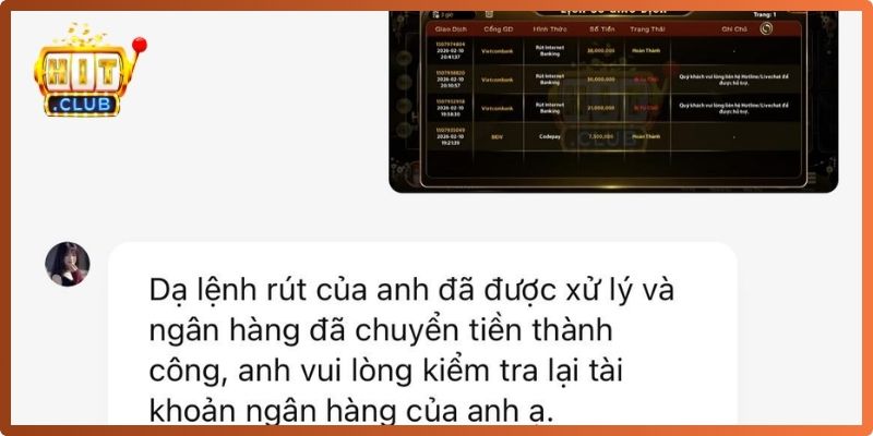 Thời gian hệ thống xử lý rút tiền Hitclub